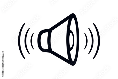Black speaker icon with sound waves on white background audio volume