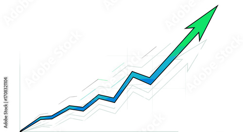 Upward trending arrow signifies financial growth and market improvement.