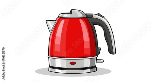 Sleek and Stylish Red Kettle Illustration for Home Kitchen Appliance