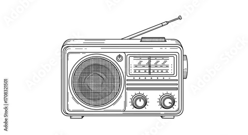 Classic Radio Outline: Vintage Audio Technology in Black and White