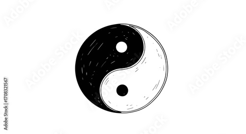 Yin Yang Symbol Representing Balance and Harmony on White Background