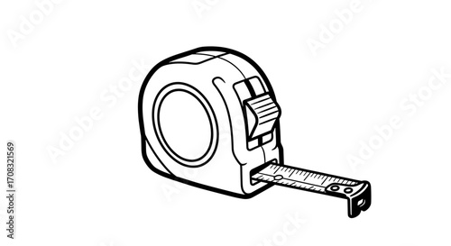 Simple Black and White Illustration of a Measuring Tape