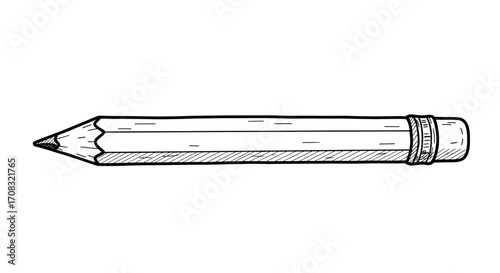 Hand Drawn Pencil Illustration on Plain White Background Ready to Use