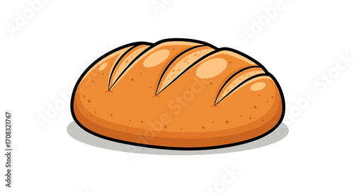 Cartoon Loaf of Bread, Freshly Baked and Delicious Looking