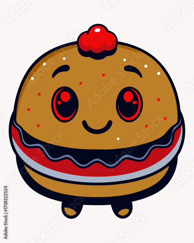Kawaii Jelly Donut – Hanukkah Sufganiyah Vector Illustration