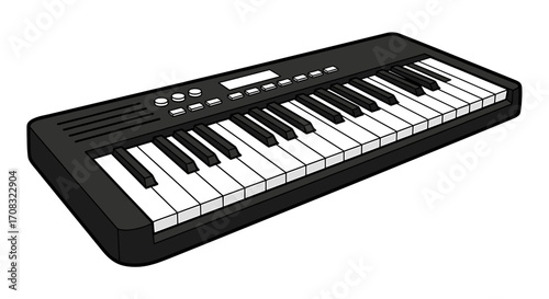 Illustration of black and white keyboard on a white background