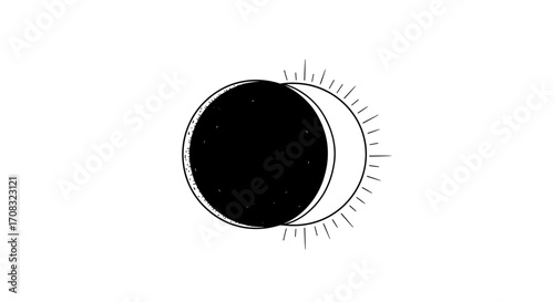 Striking Solar Eclipse Artwork on a Minimalist White Background