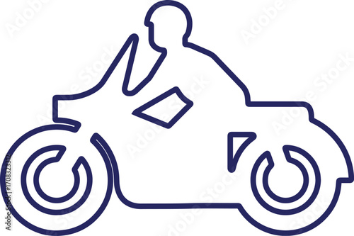 Simple line drawing of a motorcycle and rider perfect for logos