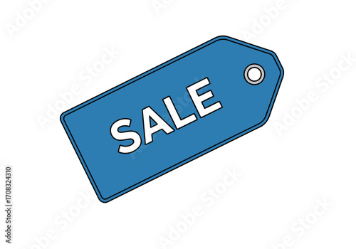 Blue Sale Tag Vector Illustration