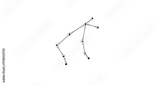 Simple Black and White Aquarius Constellation Illustration on White Background