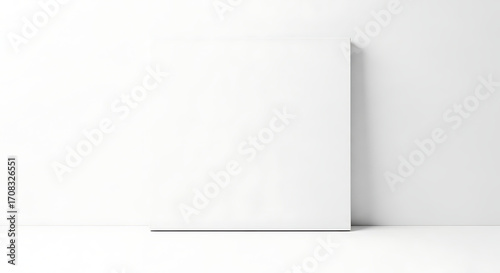 Blank White Canvas Mockup Leaning Against a Clean Minimalist Wall