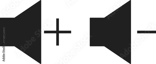 volume icon set. Speaker symbol collection. Volume sound level control adjustment 