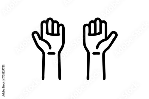 Hands raised up line and solid icon, Education concept, raising up hands in air sign on white background, raised arms icon in outline style for mobile concept and web design. Vector graphics .Hands R
