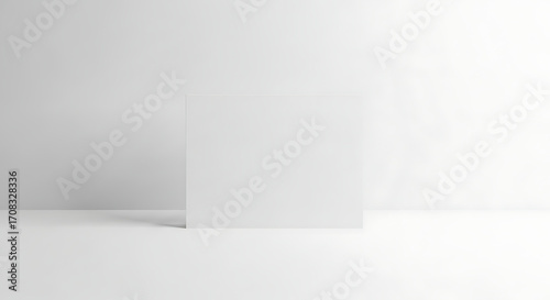 Wallpaper Mural Minimalist White Studio Scene with Empty Square Display Stand Torontodigital.ca