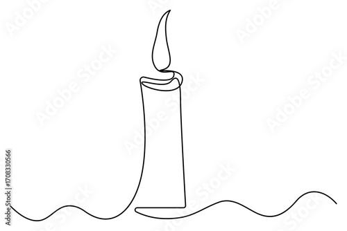 Single line art of candle flame continuous outline drawing hand drawn vector illustration
