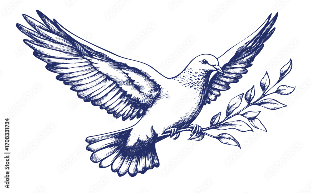 Fototapeta premium dove of peace with olive branch