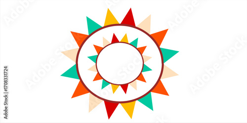 Festive flag garland vector illustration. Retro bunting in simple flat style, isolated on white background. Carnival, birthday, circus border decoration..eps.10