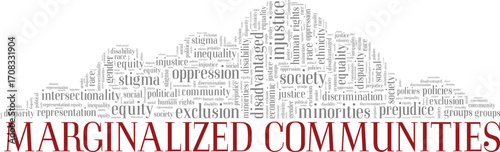 Marginalized Communities word cloud conceptual design isolated on white background.