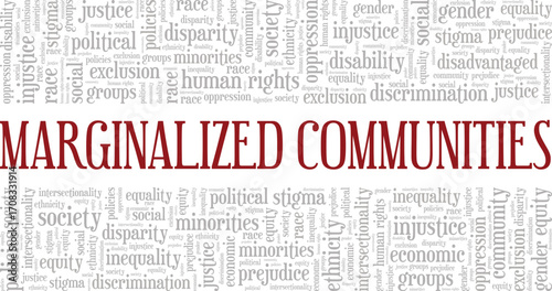 Marginalized Communities word cloud conceptual design isolated on white background.