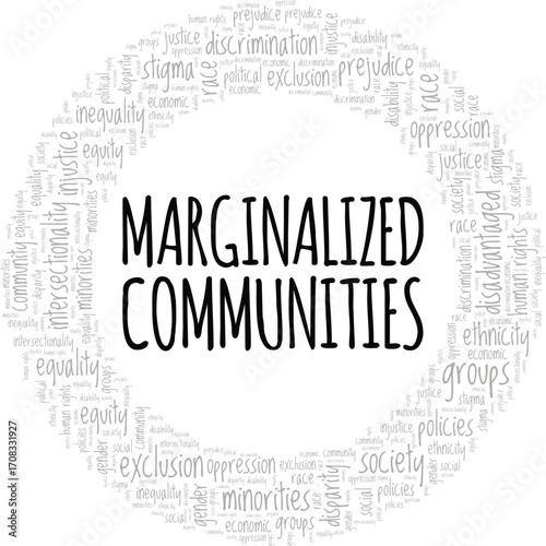 Marginalized Communities word cloud conceptual design isolated on white background.