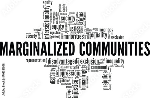 Marginalized Communities word cloud conceptual design isolated on white background.