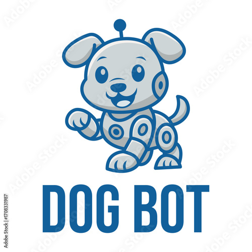 robot dog mascot flat minimalist logo design