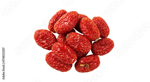 Quadro su tela Isolated pile of dried red dates, a healthy, popular Chinese ingredient for cook