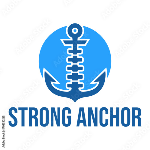 strong anchor flat minimalist logo design