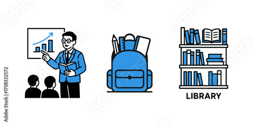 Portfolio and library lecture icons
