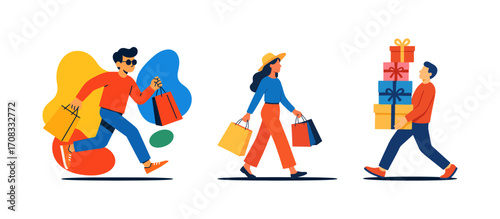 Friends with gifts and shopping