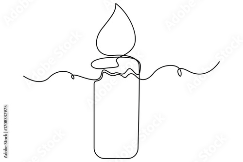 Single line art of candle flame continuous outline drawing hand drawn vector illustration
