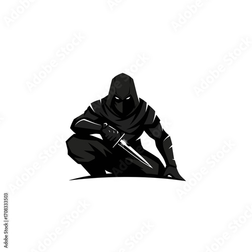 Stealthy Ninja Silhouette with Dagger
