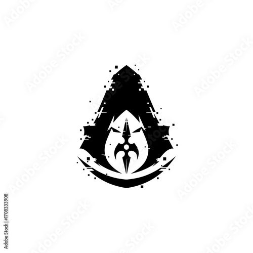 Distorted Black Assassin Emblem with Central Weapon Detail