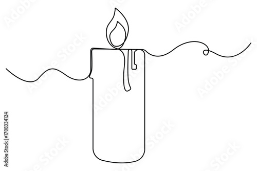 Single line art of candle flame continuous outline drawing hand drawn vector illustration
