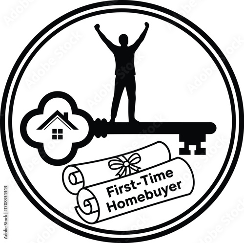 First-Time Homebuyer Triumphant on a Mortgage Document

