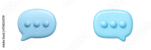 Two blue speech bubbles with ellipsis dots on white