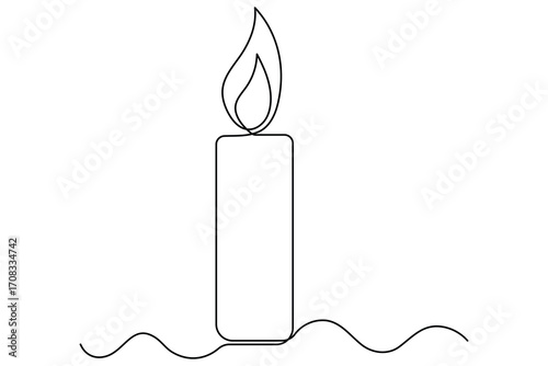 Single line art of candle flame continuous outline drawing hand drawn vector illustration
