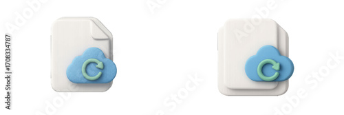 Cloud storage symbol with refresh for data synchronization and backup