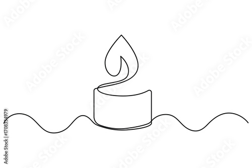 Single line art of candle flame continuous outline drawing hand drawn vector illustration
