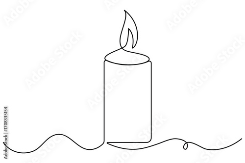 Single line art of candle flame continuous outline drawing hand drawn vector illustration
