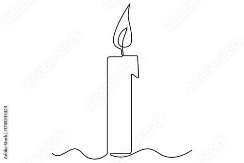 Single line art of candle flame continuous outline drawing hand drawn vector illustration
