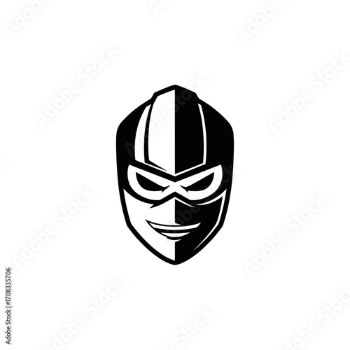 Black and White Masked Face Logo Design