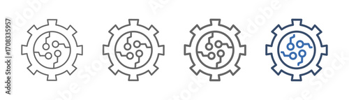 
outline icon set digitalization with gear and artificial nerve design