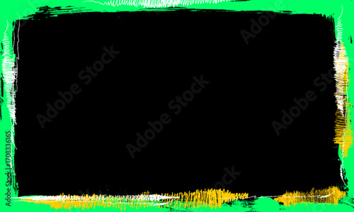 green yellow black brush ink painting blank frame border picture artistic grunge graphic element