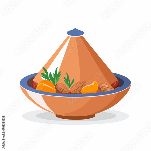 Eine traditionelle Tajine mit zarten Lammstücken, Aprikosen, Mandeln und orientalischen Gewürzen