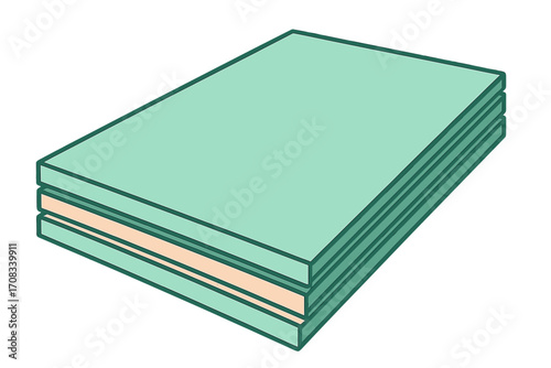 Stack of green construction sheets on transparent background Drywall sheet