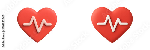Red heart with cardiogram line, symbol of health and life