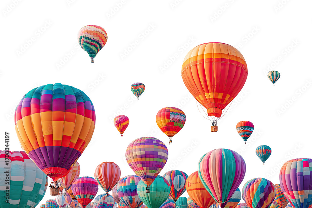 Obraz premium Colorful hot air balloons against a black background. A vibrant display
