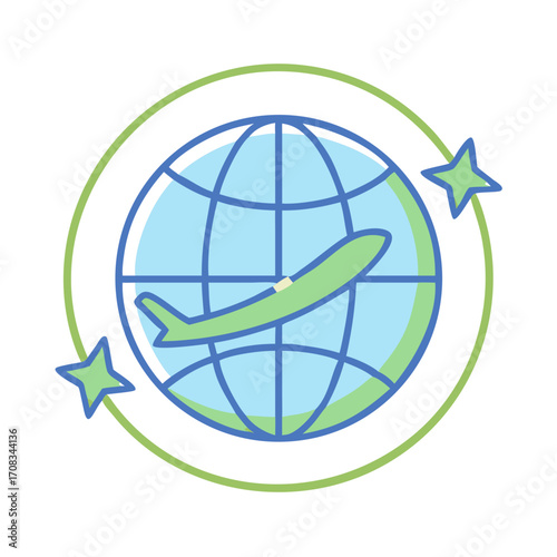 Global Travel and Aviation Concept with Airplane Circling Earth.