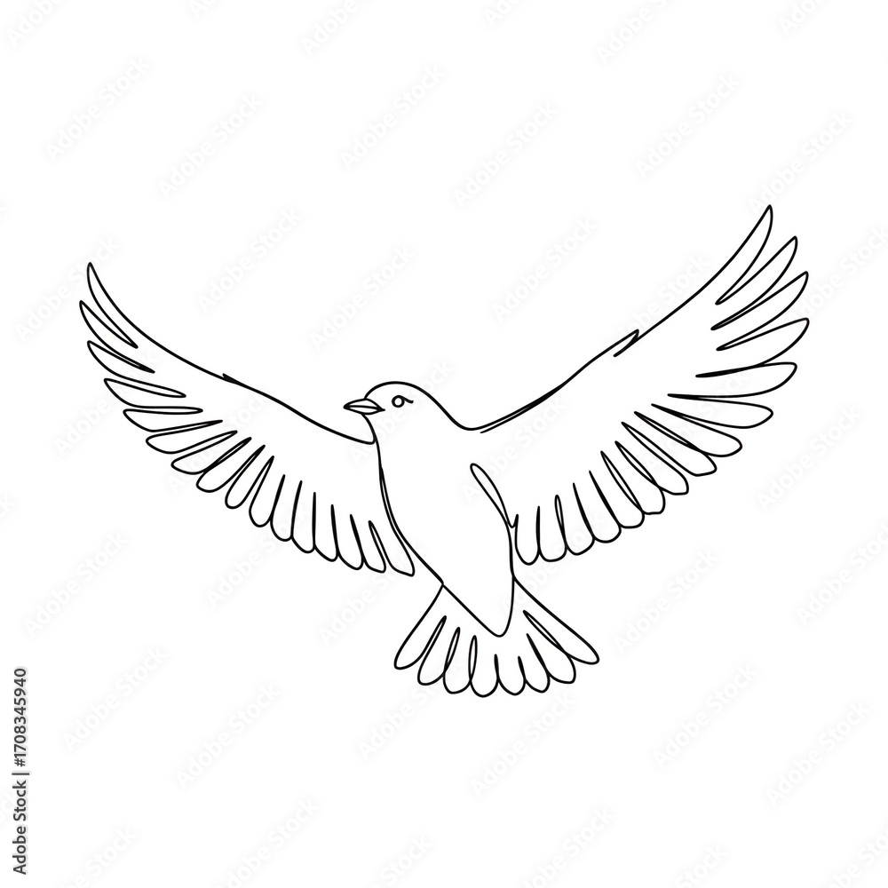 Obraz premium Hand-drawn flying bird outline